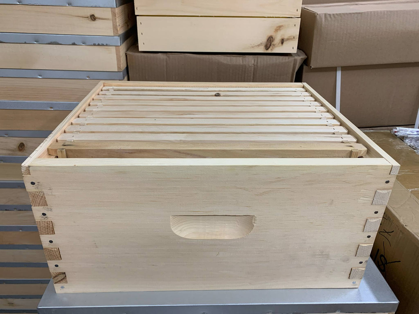 Deep Hive Box - Assembled with Wood Frames and Plastic Waxed Foundation