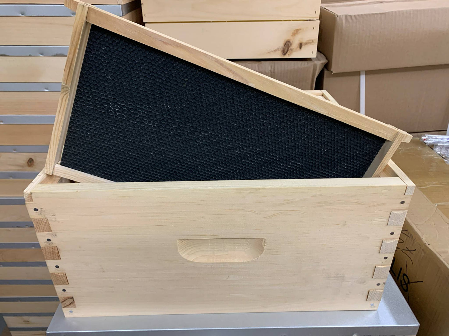 Deep Hive Box - Assembled with Wood Frames and Plastic Waxed Foundation