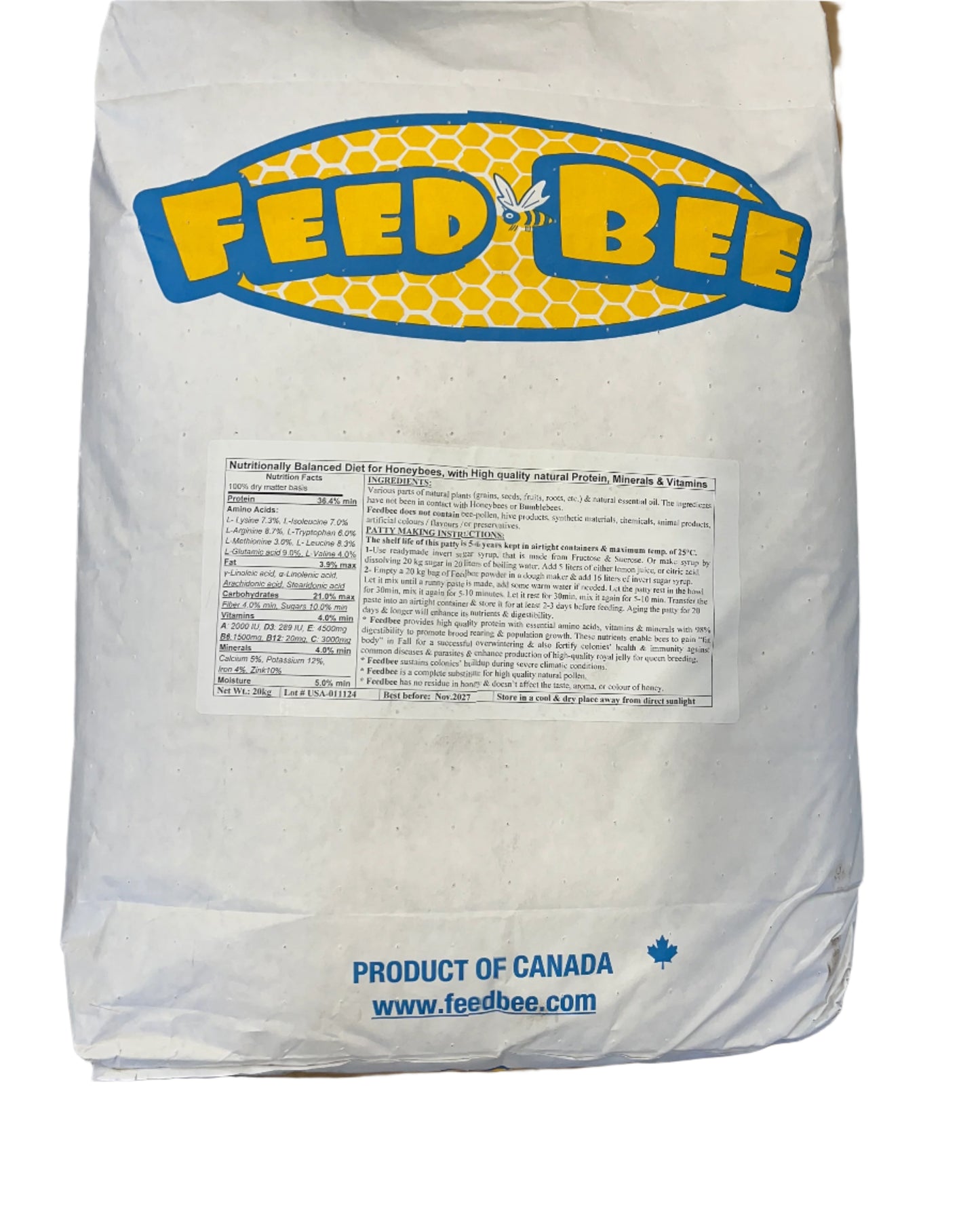 Feedbee | Substitut de pollen | Sac de 20 kg