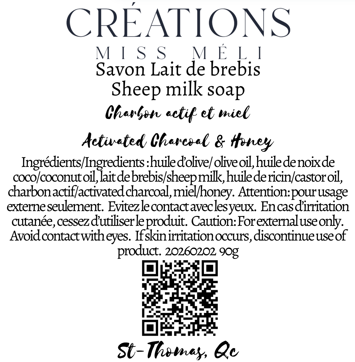 Savon lait de brebis - Charbon actif et miel